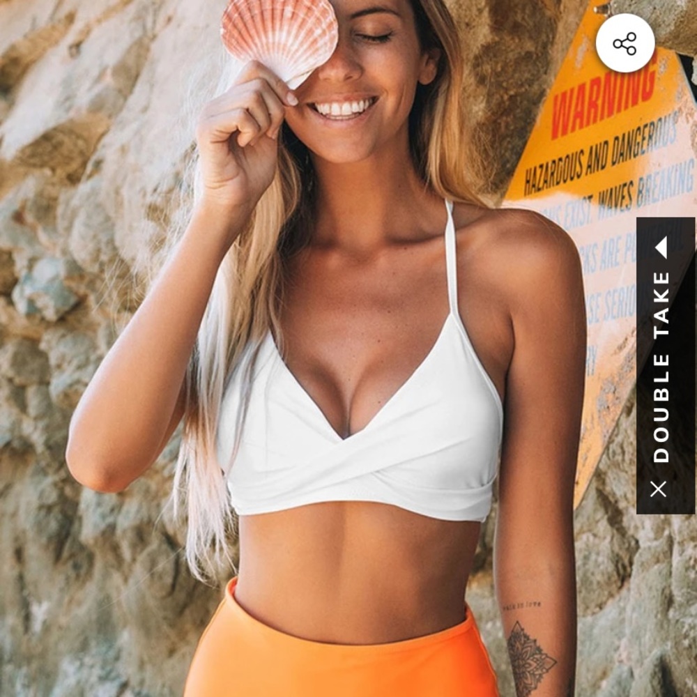 CupShe Orange and White Bikini Set